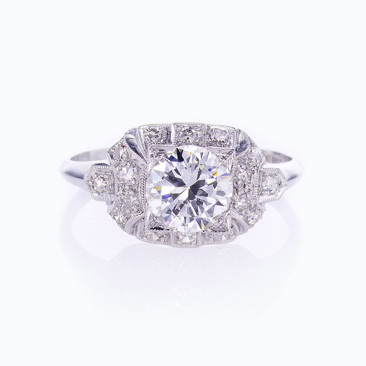 1.12 Carat Diamond Art Deco Style Wedding / Engagement Ring / - Ruby Lane