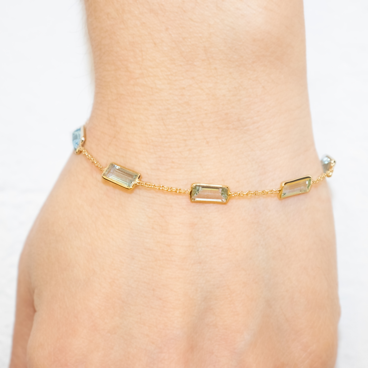 UGO Cala 18K Rose Gold Ruby Aquamarine Diamond Bracelet - SB582MR