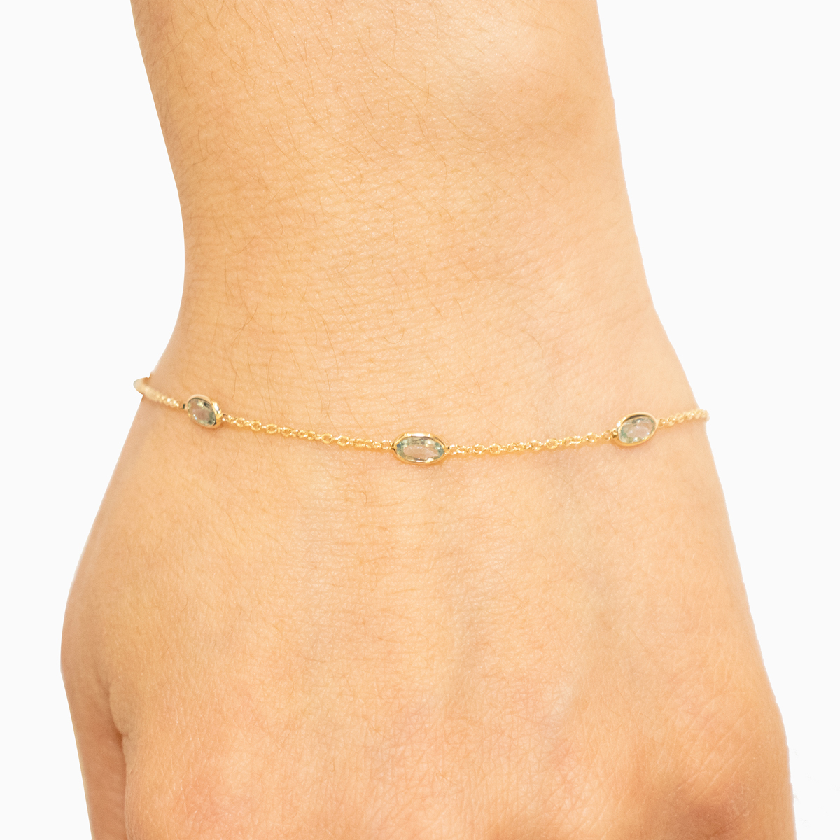 Aquamarine Bracelet, 14k solid gold Minimalist 2024 Bracelet