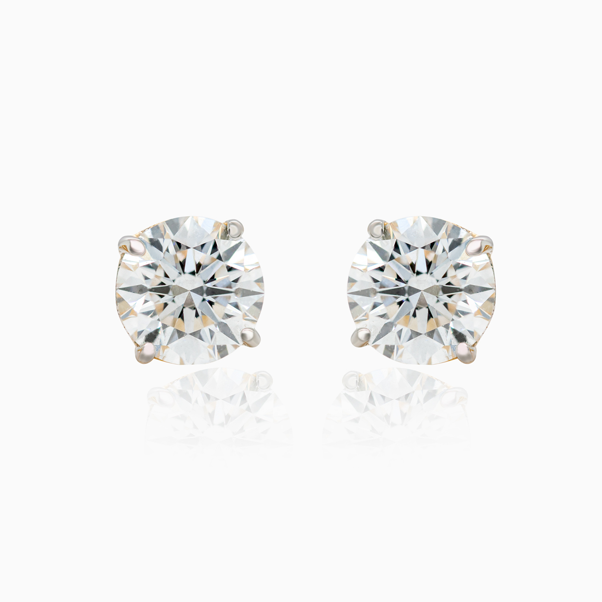 4.5mm Lab-Grown Diamond Stud Earrings, 14k Yellow and White Gold