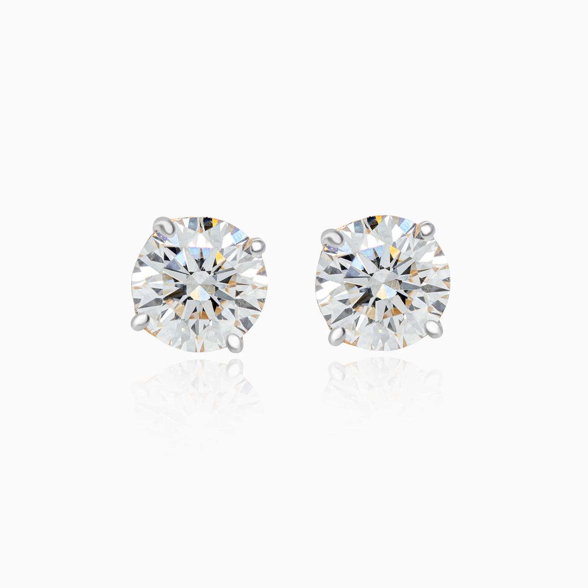 4.5mm Lab-Grown Diamond Stud Earrings, 14k Yellow and White Gold