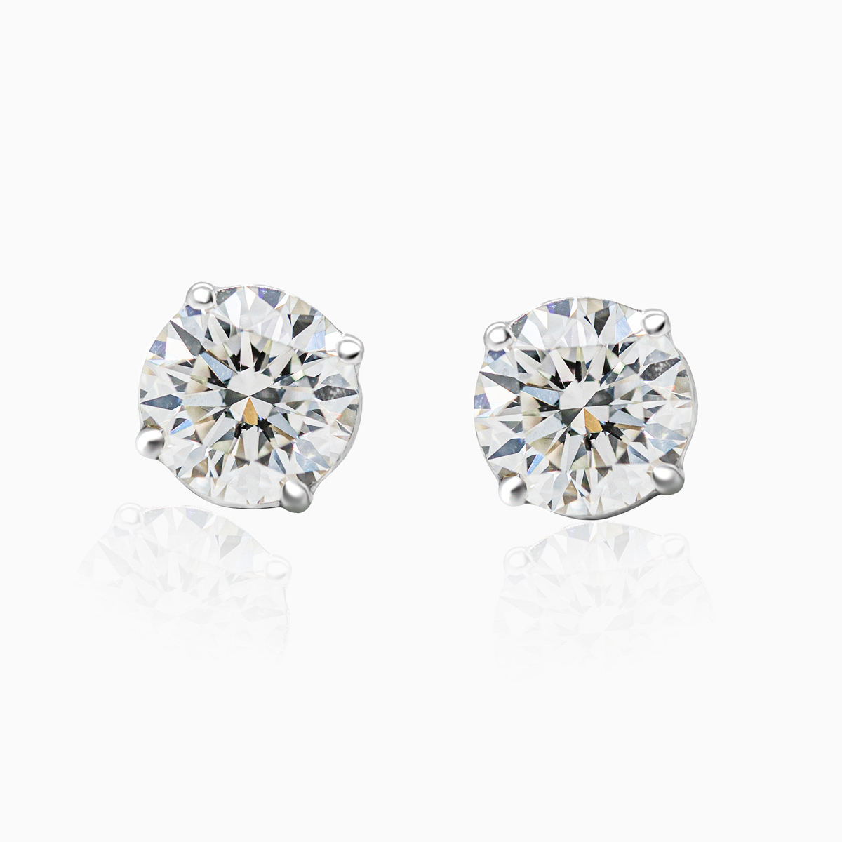 5.5mm Lab-Grown Diamond Stud Earrings, 14k White Gold