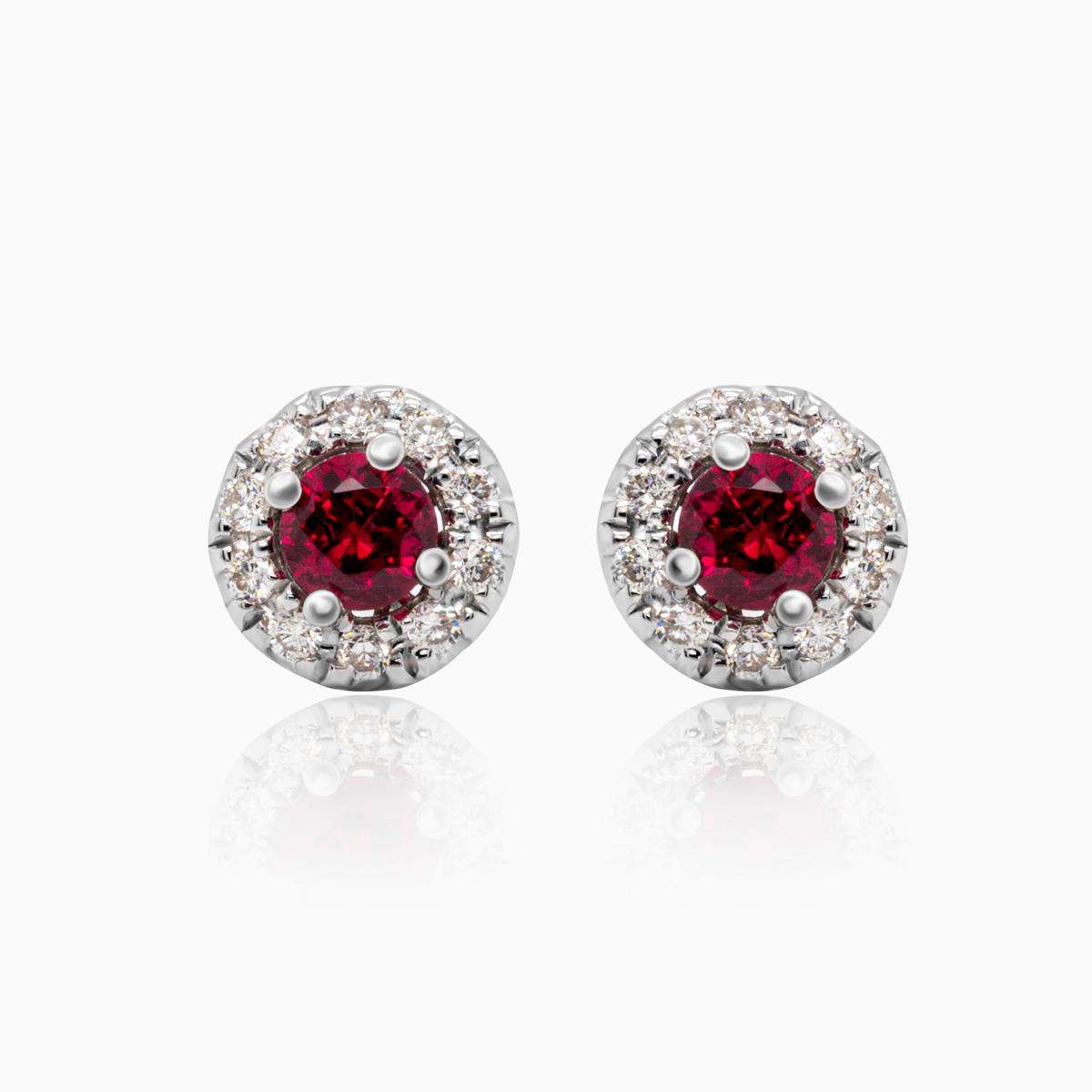 Natural Ruby and Diamond Earrings, 14k White Gold